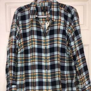 Talbots NWT 2XP plaid button down shirt